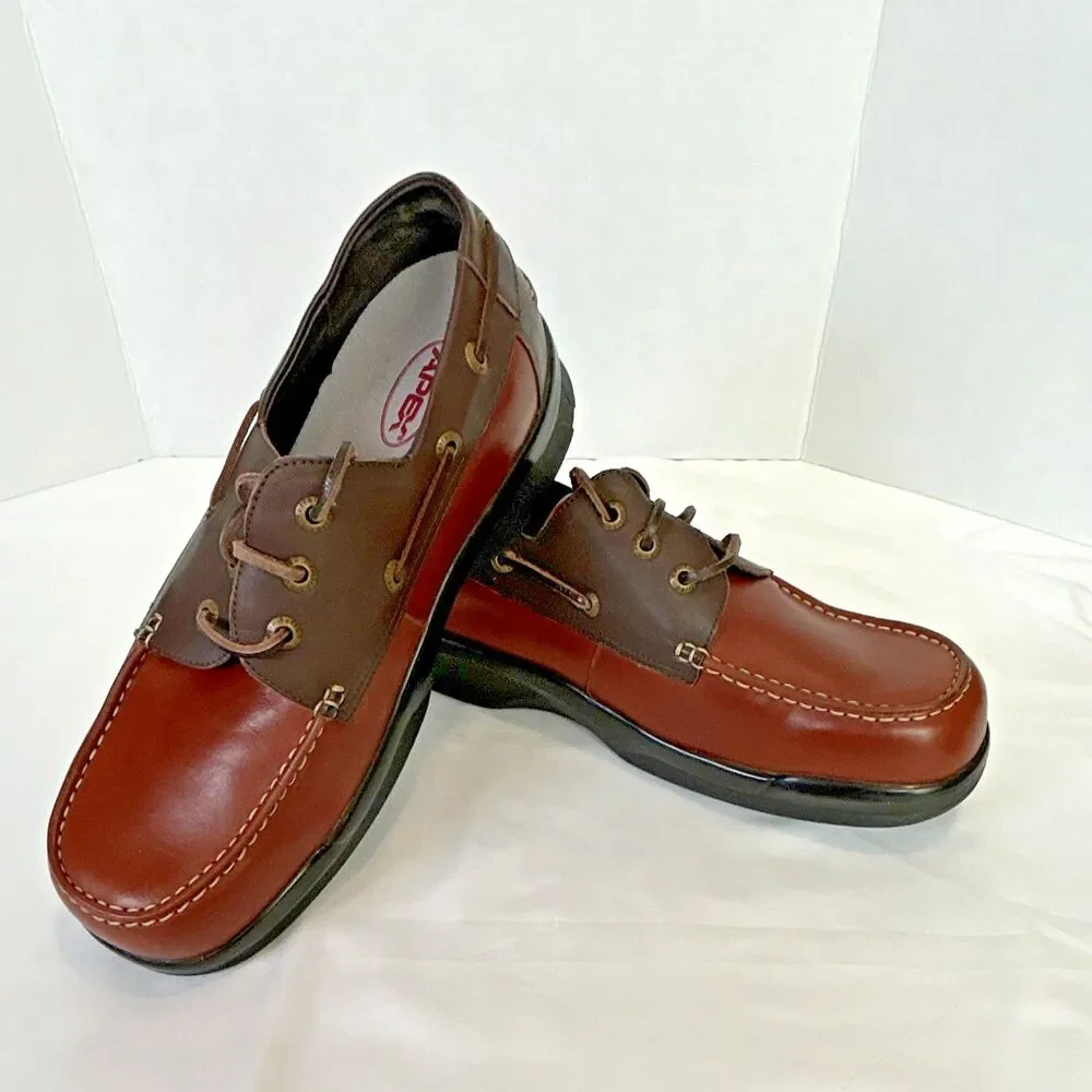 Apex B2900M Men’s Brown Leather Lace Up Boat Shoes US 12 EEEE Wide